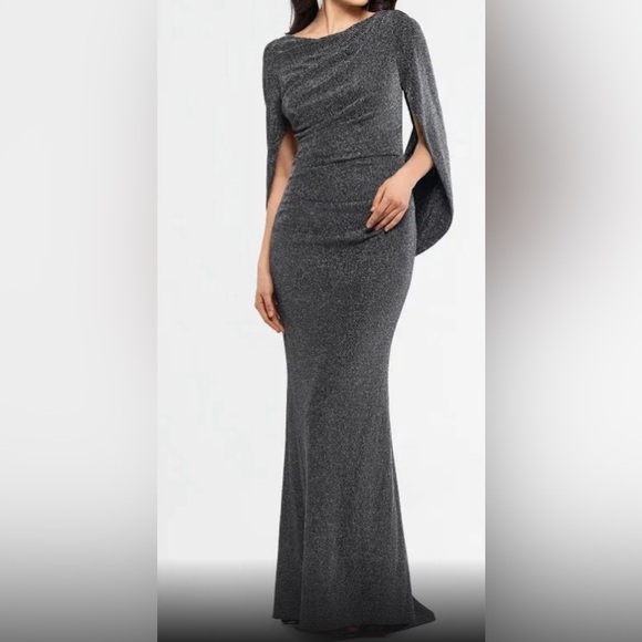 Worn once for a few hours. Betsy and Adam gown. Dark gray size 12. Double lined. - Picture 1 of 2